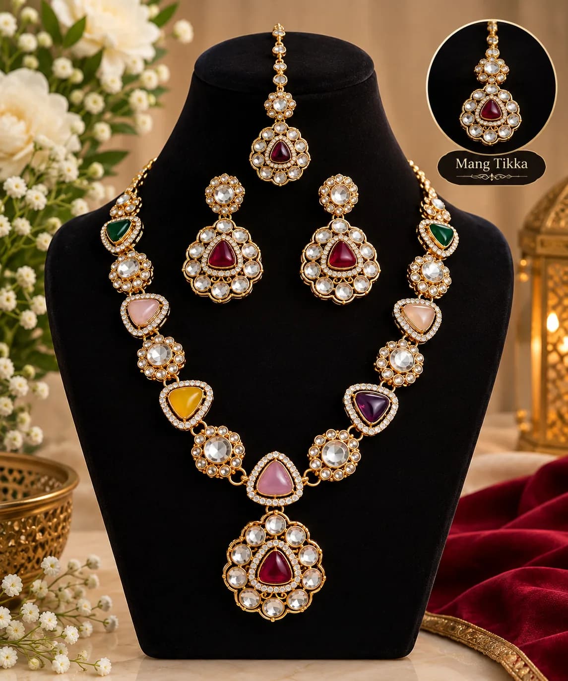 Rajwadi Kundan set 